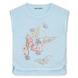 t-shirtKM lichtblauw flower