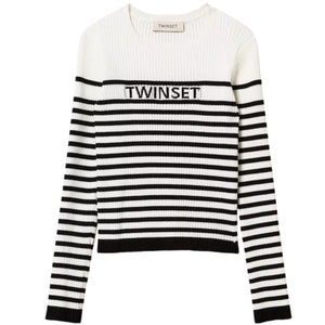 trui zwart/roomwit streep