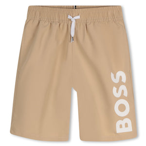 zwembroek donkerbeige logo