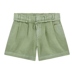 shorts matchagroen linnen