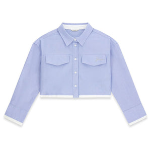 blouse oxfordblauw cropped