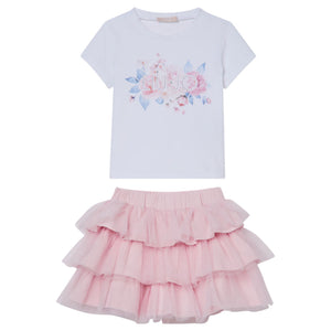 set wit/roze flowers