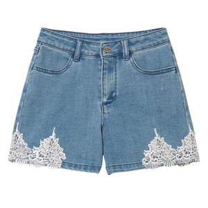 shorts jeansblauw lace