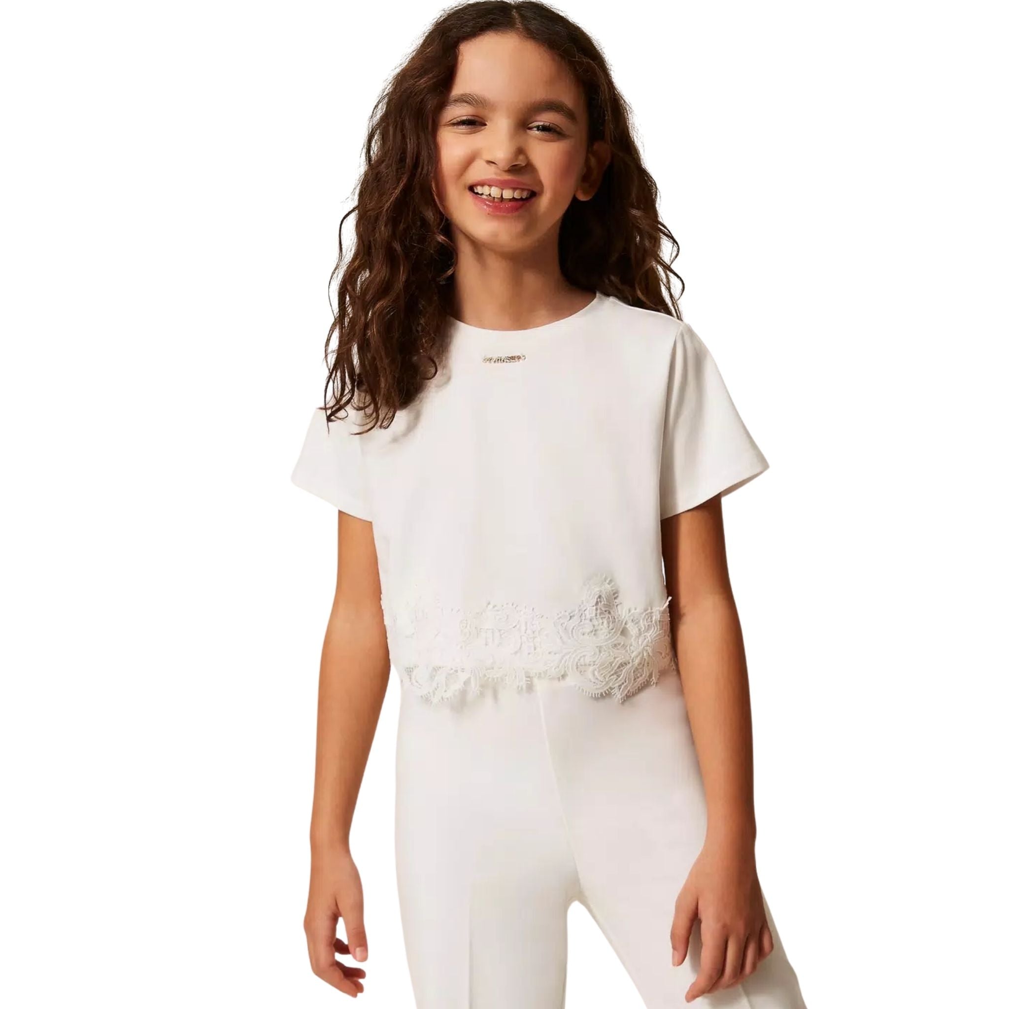 Meisjes kinder t-shirtKM wit TwinSet voor