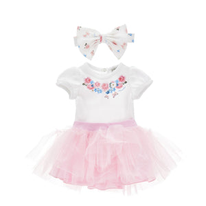 set wit/roze flowers3delig