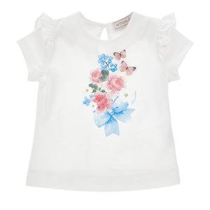 t-shirtKM wit/roze flowers
