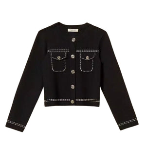 vest zwart stiksels