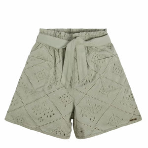 shorts matchagroen broderie